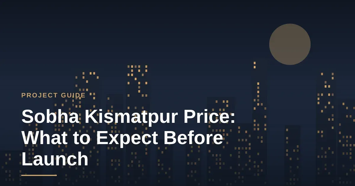 Sobha Kismatpur price guide cover with the page title over a dusk skyline graphic of Kismatpur